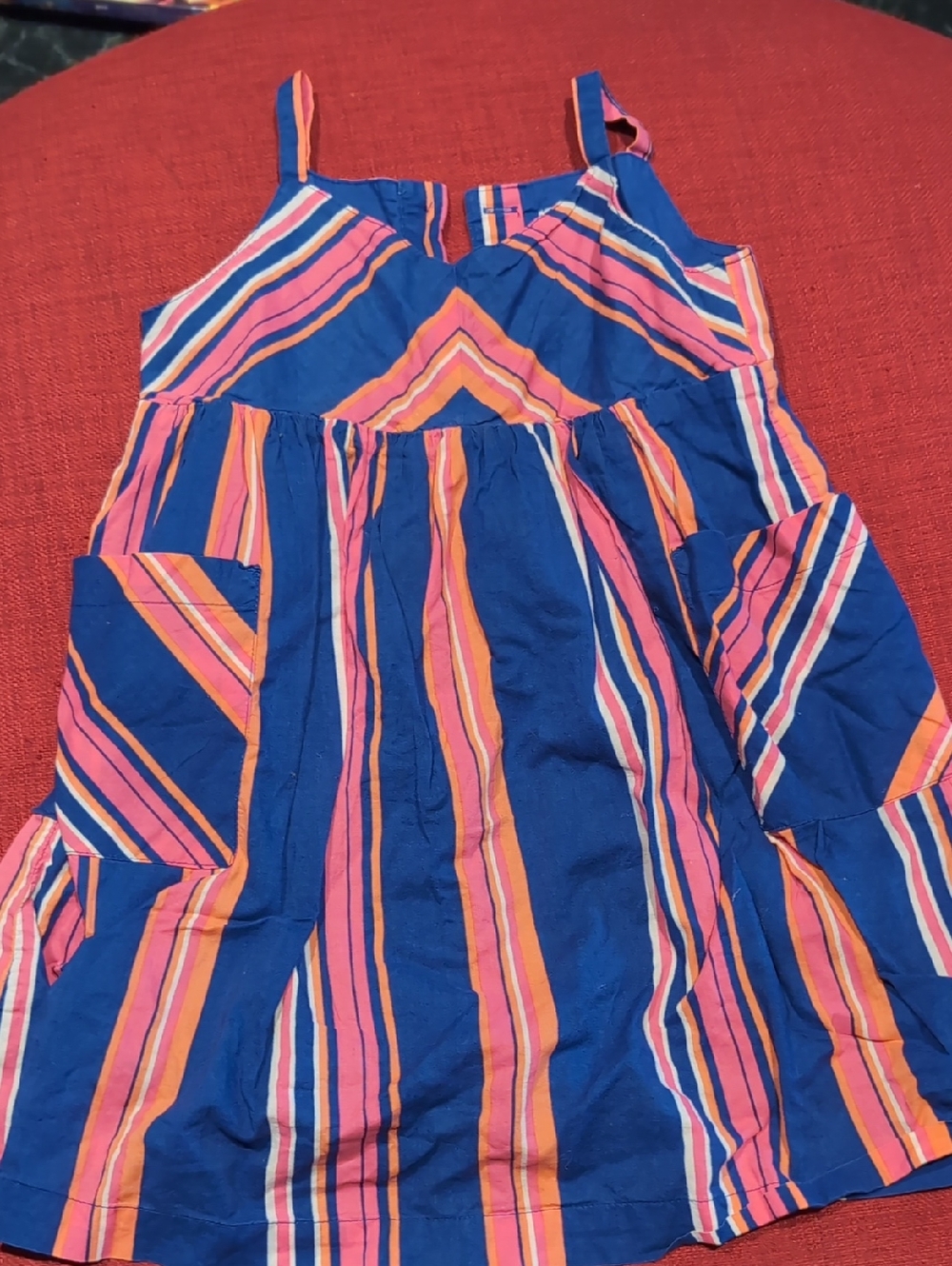 Old Navy Blue Pink Orange Striped Girls Sundress, Girls 4T